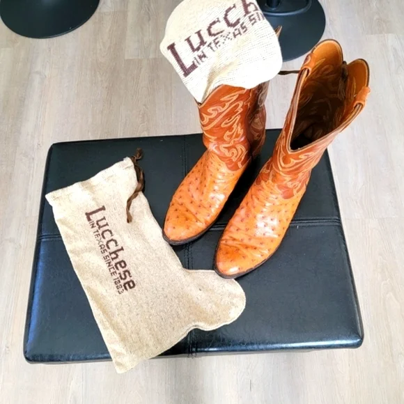 Lucchese Mens Brown Full Quill Ostrich Leather Sz 9 1/2 D - Picture 9 of 9